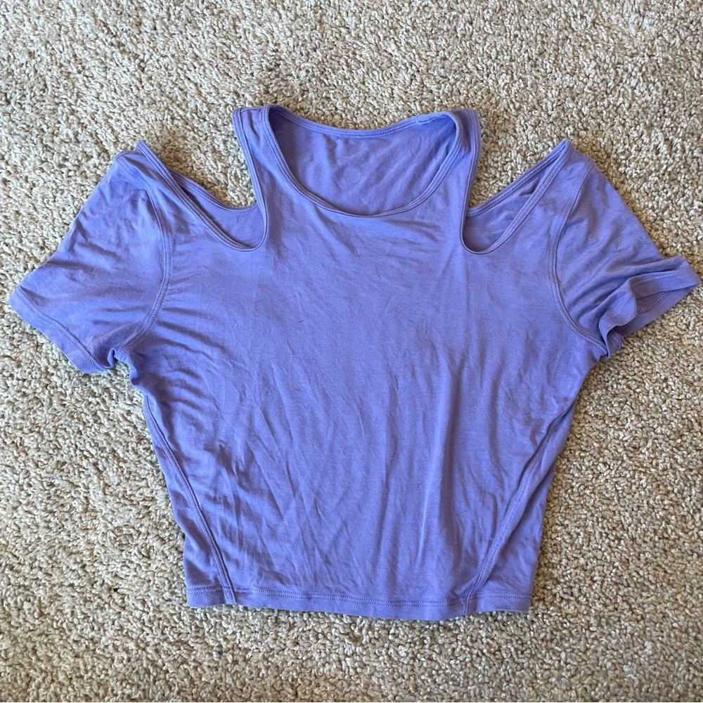 Lululemon Athletica Purple Crop Cut Out T-Shirt